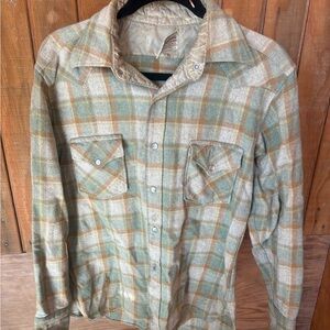Pendleton Plaid Shirt Jacket in Green and Tan